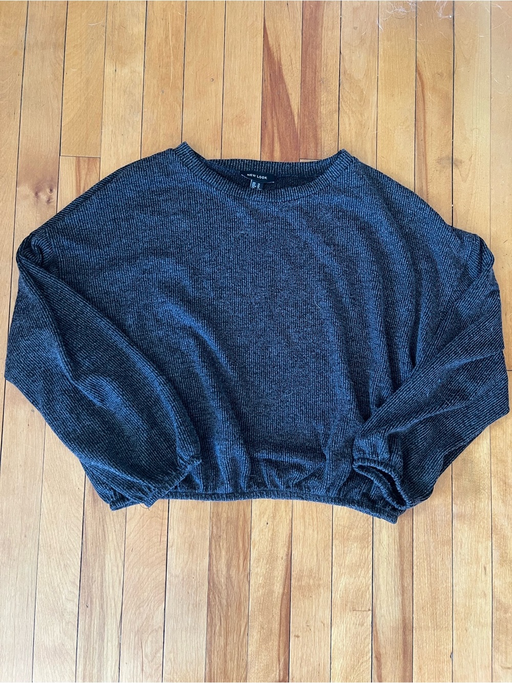 Dark Charcoal Ribbed Crewneck Sweater